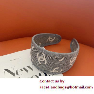 chanel cc logo printed gray headband 2023