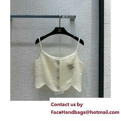 chanel white tweed tank top 2023