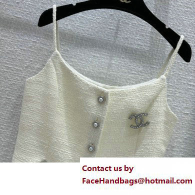 chanel white tweed tank top 2023