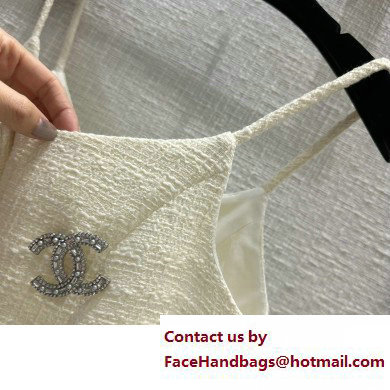 chanel white tweed tank top 2023