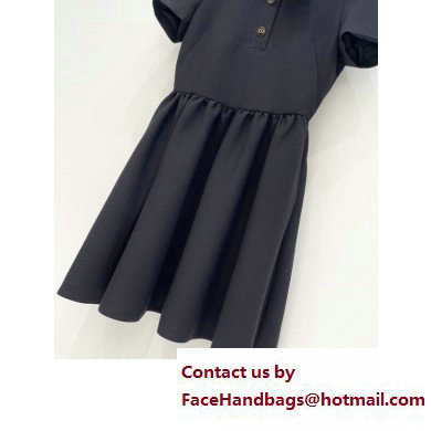 dior Black Wool and Silk Fitted Dress with 'CD' Buttons 2023