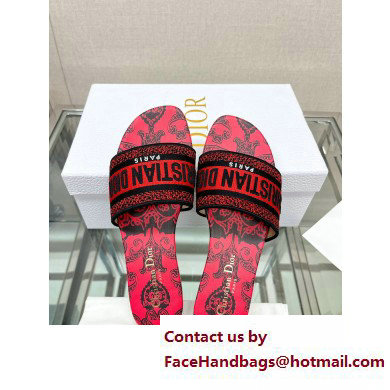 dior Black and Red Cotton with Dior Bandana Embroidery dway Slide 2023