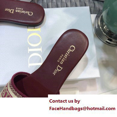 dior Burgundy Embroidered Cotton dway Slide 2023