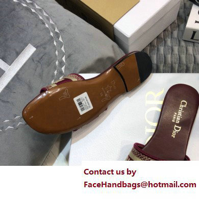 dior Burgundy Embroidered Cotton dway Slide 2023