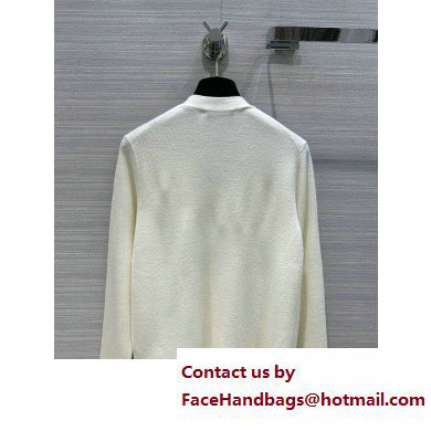 dior Ecru Ribbed Cashmere and Silk Knit Cardigan 2023