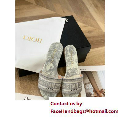 dior Gray Toile de Jouy Embroidered Cotton dway Slide 2023