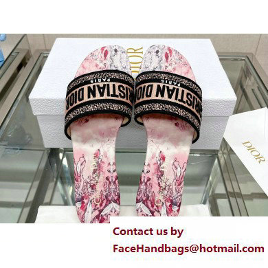 dior Pink Multicolor Cotton with Dior Jardin Magique Embroidery dway Slide 2023 - Click Image to Close