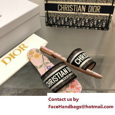 dior Powder Pink Multicolor Embroidered Cotton with Dior Petites Fleurs Motif dway Slide 2023