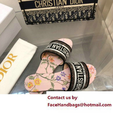 dior Powder Pink Multicolor Embroidered Cotton with Dior Petites Fleurs Motif dway Slide 2023