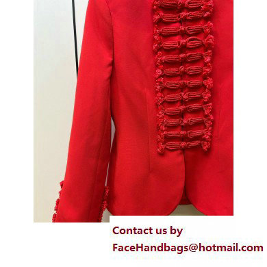 dior Scarlet Red Wool and Silk Brandenburg Fitted Jacket 2023