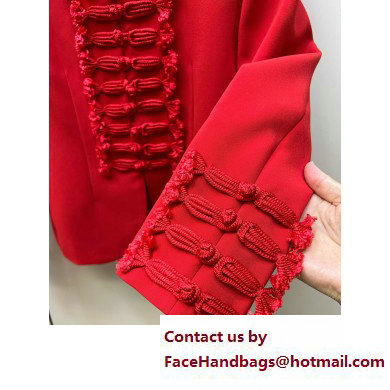 dior Scarlet Red Wool and Silk Brandenburg Fitted Jacket 2023