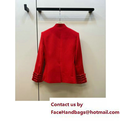 dior Scarlet Red Wool and Silk Brandenburg Fitted Jacket 2023