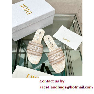 dior White and Gold-Tone Cotton Embroidered with Dior Jardin d'Hiver Motif in Gold-Tone Metallic Thread Dway Slide 2023