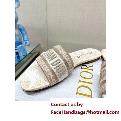 dior White and Gold-Tone Cotton Embroidered with Dior Jardin d'Hiver Motif in Gold-Tone Metallic Thread Dway Slide 2023