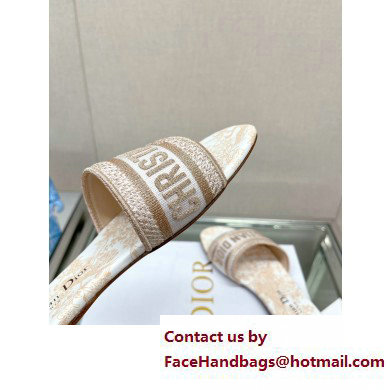 dior White and Gold-Tone Cotton Embroidered with Dior Jardin d'Hiver Motif in Gold-Tone Metallic Thread Dway Slide 2023