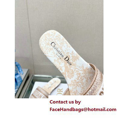 dior White and Gold-Tone Cotton Embroidered with Dior Jardin d'Hiver Motif in Gold-Tone Metallic Thread Dway Slide 2023