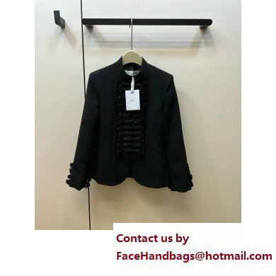 dior black Wool and Silk Brandenburg Fitted Jacket 2023