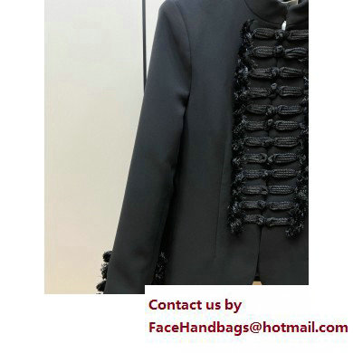 dior black Wool and Silk Brandenburg Fitted Jacket 2023