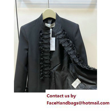 dior black Wool and Silk Brandenburg Fitted Jacket 2023