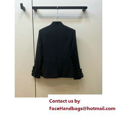 dior black Wool and Silk Brandenburg Fitted Jacket 2023