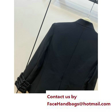 dior black Wool and Silk Brandenburg Fitted Jacket 2023