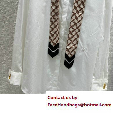 fendi white cotton shirt with a tie 2023