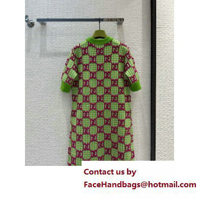 gucci Wool houndstooth GG dress green 2023