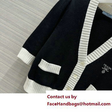 prada Cropped cotton cardigan black 2023