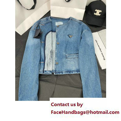 prada denim blouse jacket 2023