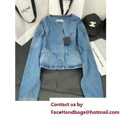 prada denim blouse jacket 2023