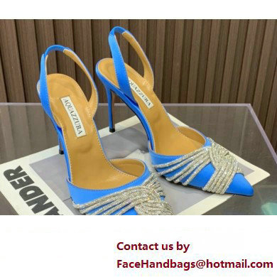 Aquazzura Heel 10.5cm Gatsby Sling Satin Slingback Blue 2023