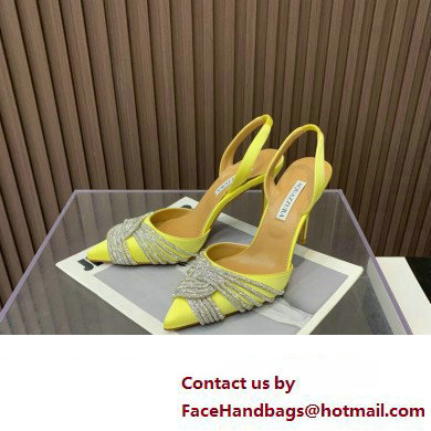 Aquazzura Heel 10.5cm Gatsby Sling Satin Slingback Yellow 2023