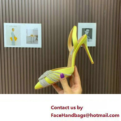 Aquazzura Heel 10.5cm Gatsby Sling Satin Slingback Yellow 2023