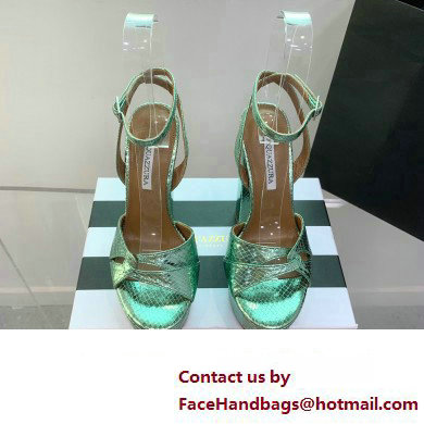 Aquazzura Heel 14cm Sinner Plateau Platform Sandals Green 2023