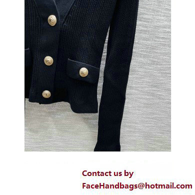 BALMAIN BLACK CARDIGAN 2023