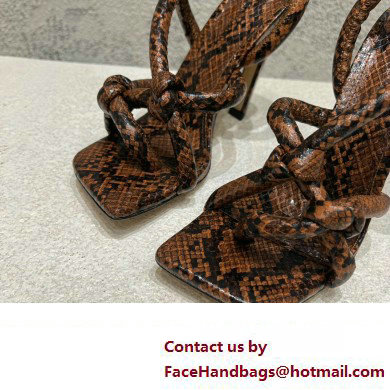 Bottega Veneta Heel 10.5cm Python print leather Jimbo Slingback Sandals Coffee 2023