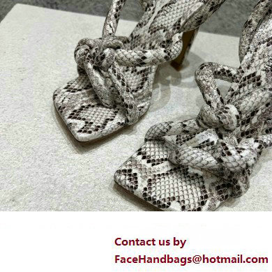 Bottega Veneta Heel 10.5cm Python print leather Jimbo Slingback Sandals Gray 2023