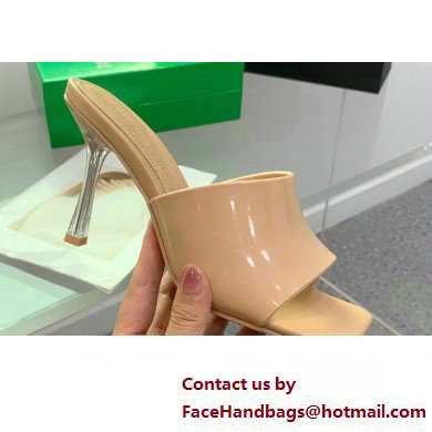 Bottega Veneta Heel Clear rubber Stretch Mules Patent Beige 2023