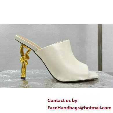 Bottega Veneta Heel Leather Knot Mules White 2023