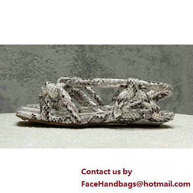 Bottega Veneta Python print leather Jimbo Slingback Sandals Flats Gray 2023 - Click Image to Close