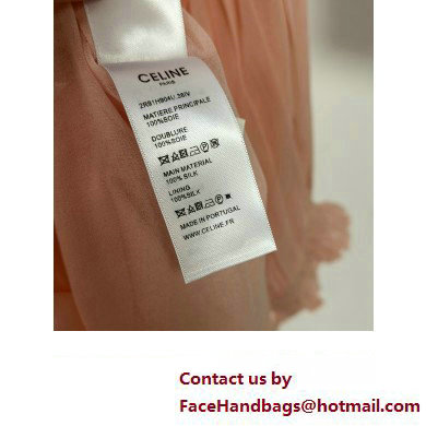 CELINE smocked folk dress in silk georgette Pink 2023