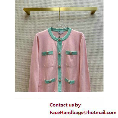 CHANEL PINK/GREEN KNIT CARDIGAN 2023