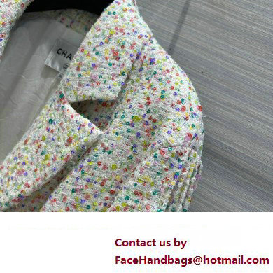 CHANEL WHITE/MULTICOLOR TWEED JACKET 2023