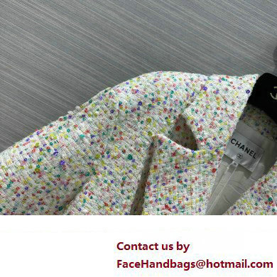 CHANEL WHITE/MULTICOLOR TWEED JACKET 2023