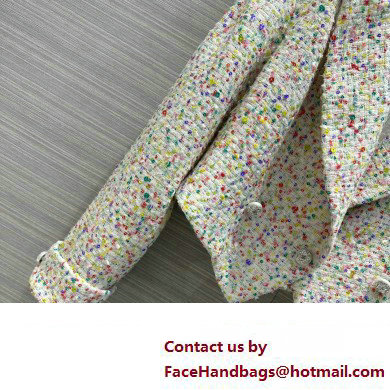 CHANEL WHITE/MULTICOLOR TWEED JACKET 2023