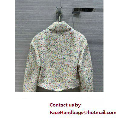 CHANEL WHITE/MULTICOLOR TWEED JACKET 2023