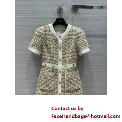 CHANEL WHITE/MULTICOLOR TWEED dress 2023