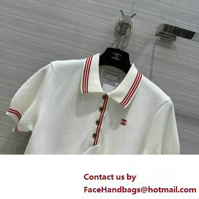 CHANEL WHITE POLO T-SHIRT WITH CC LOGO 2023