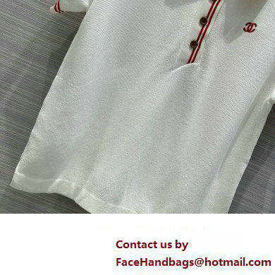 CHANEL WHITE POLO T-SHIRT WITH CC LOGO 2023