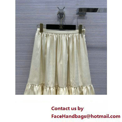 CHANEL WHITE SILK SKIRT 2023